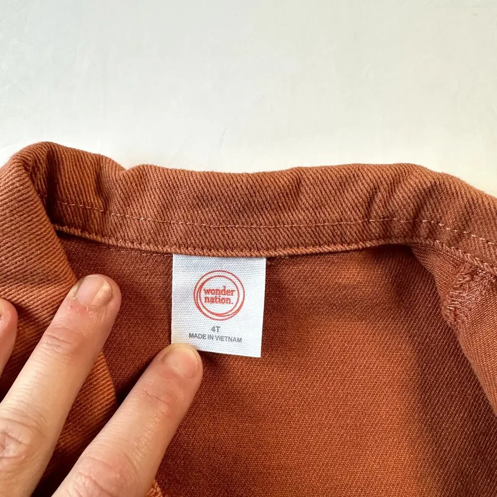 Wonder Nation Burnt Orange Cropped Light Weight Jean Jacket Sz 4T